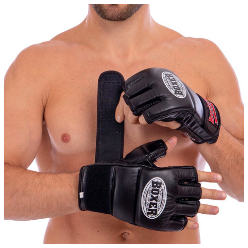 Рукавички для змішаних єдиноборств MMA Boxer 5020 M Чорний (37588009) фото №4