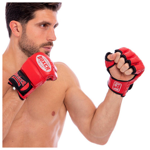 Рукавички для змішаних єдиноборств MMA Boxer 5021 M Червоний (37588007) фото №5