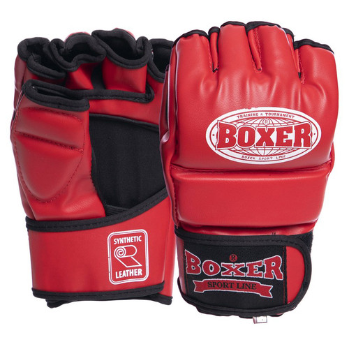 Рукавички для змішаних єдиноборств MMA Boxer 5021 M Червоний (37588007) фото №6
