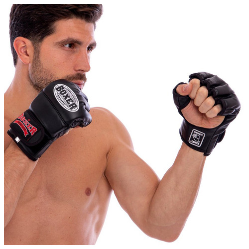 Рукавички для змішаних єдиноборств MMA Boxer 5021 M Чорний (37588007) фото №5
