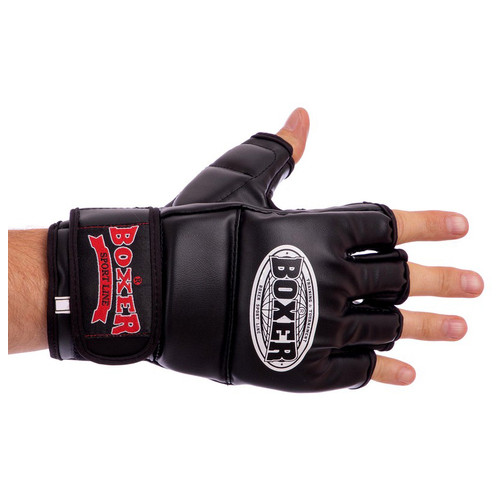 Рукавички для змішаних єдиноборств MMA Boxer 5021 M Чорний (37588007) фото №2