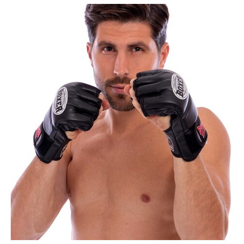 Рукавички для змішаних єдиноборств MMA Boxer 5021 M Чорний (37588007) фото №4