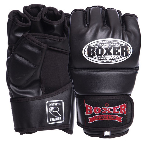 Рукавички для змішаних єдиноборств MMA Boxer 5021 M Чорний (37588007) фото №6