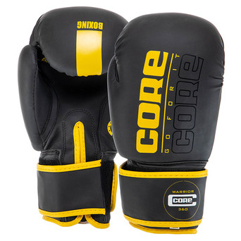 Рукавички боксерські Core BO-8540 12oz Чорно-жовтий (37568006) фото №1