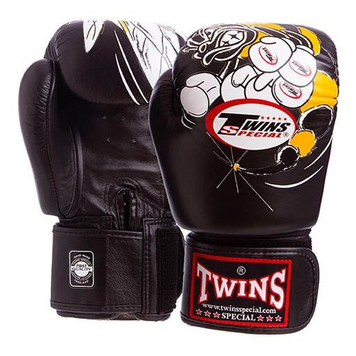 Боксерські рукавички Twins FBGV-3-15-WH 14oz Чорний (37426088) фото №1