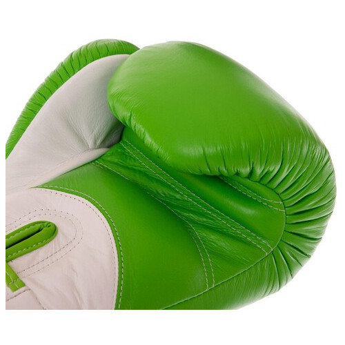 Рукавички боксерські шкіряні Twins Velcro BGVL11 10oz Зелено-білий (37426139) фото №4