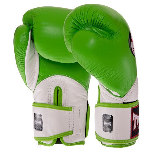 Рукавички боксерські шкіряні Twins Velcro BGVL11 10oz Зелено-білий (37426139) фото №2