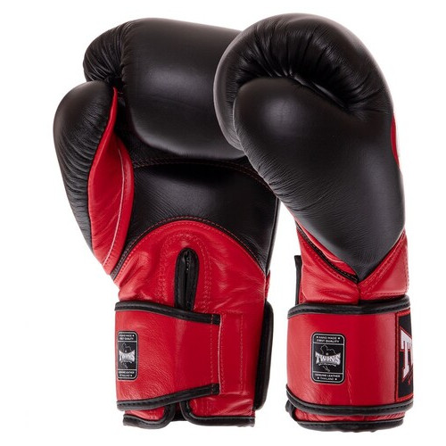 Рукавички боксерські шкіряні Twins Velcro BGVL11 10oz Чорно-червоний (37426139) фото №2