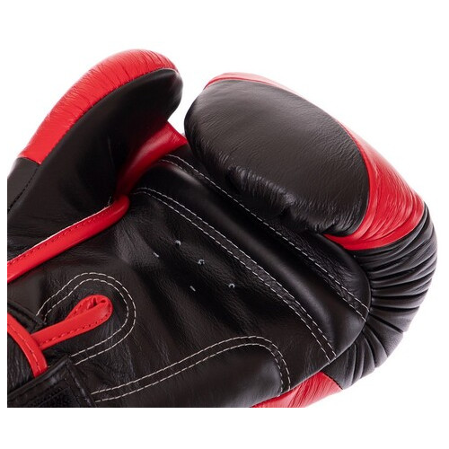 Рукавички боксерські шкіряні Twins Velcro BGVL13 12oz Чорно-червоний (37426140) фото №4