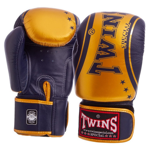 Рукавички боксерські шкіряні Twins FBGVL3-TW4 14oz Чорно-золотий (37426151) фото №1