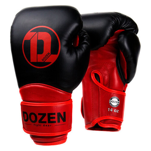 Боксерські рукавички Dozen Dual Impact Training Boxing Gloves Black/Red 12 Oz фото №1