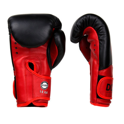 Боксерські рукавички Dozen Dual Impact Training Boxing Gloves Black/Red 14 Oz фото №3