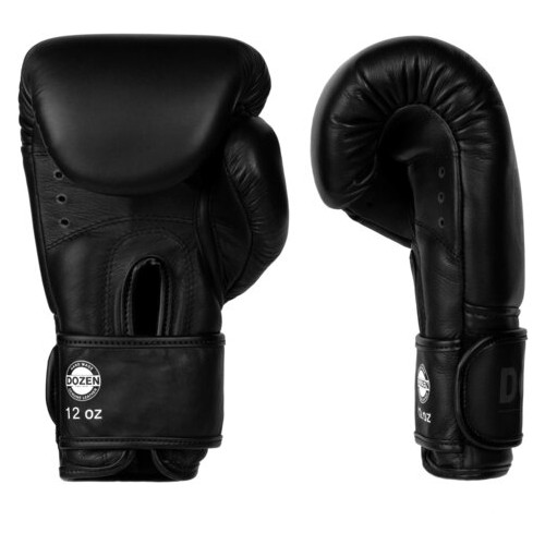 Боксерські рукавички Dozen Monochrome Training Boxing Gloves Black/Black 12 Oz фото №3