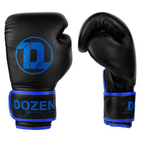 Боксерські рукавички Dozen Monochrome Training Boxing Gloves Black/Blue 12 Oz фото №2