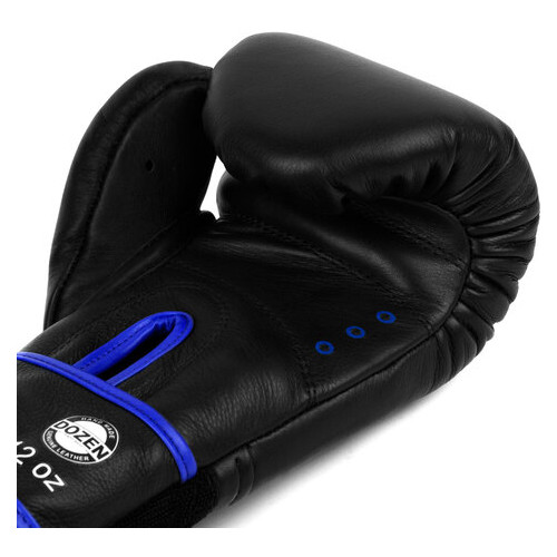 Боксерські рукавички Dozen Monochrome Training Boxing Gloves Black/Blue 12 Oz фото №5