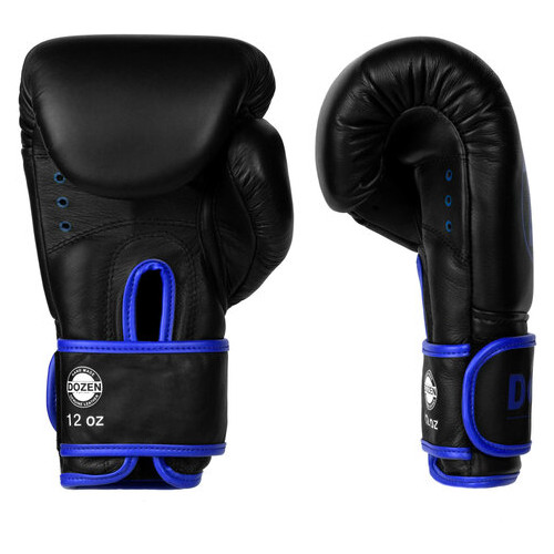 Боксерські рукавички Dozen Monochrome Training Boxing Gloves Black/Blue 12 Oz фото №3