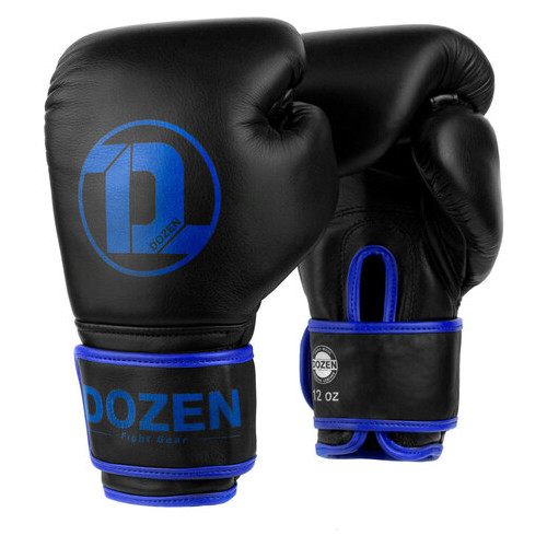 Боксерські рукавички Dozen Monochrome Training Boxing Gloves Black/Blue 14 Oz фото №1