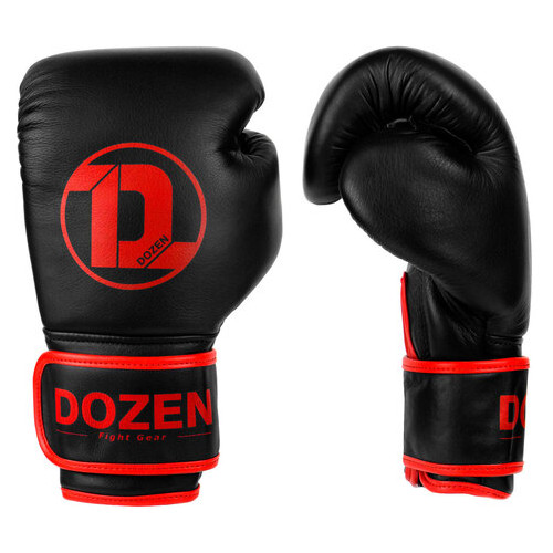 Боксерські рукавички Dozen Monochrome Training Boxing Gloves Black/Red 12 Oz фото №2