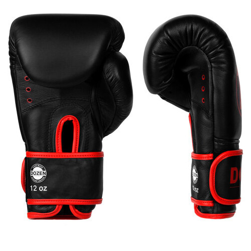 Боксерські рукавички Dozen Monochrome Training Boxing Gloves Black/Red 12 Oz фото №3