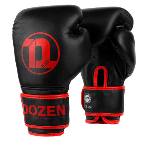 Боксерські рукавички Dozen Monochrome Training Boxing Gloves Black/Red 12 Oz фото №1