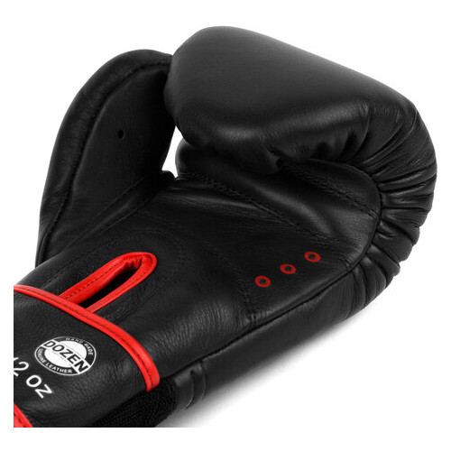 Боксерські рукавички Dozen Monochrome Training Boxing Gloves Black/Red 12 Oz фото №5