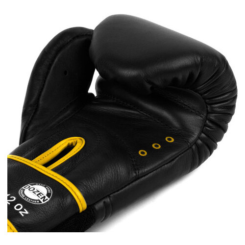 Боксерські рукавички Dozen Monochrome Training Boxing Gloves Black/Yellow 12 Oz фото №5