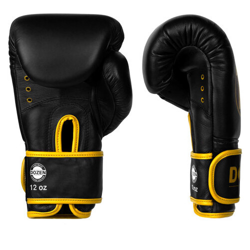 Боксерські рукавички Dozen Monochrome Training Boxing Gloves Black/Yellow 12 Oz фото №3