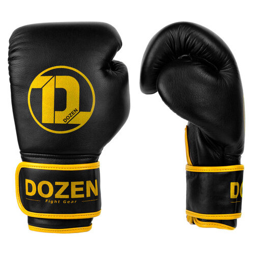 Боксерські рукавички Dozen Monochrome Training Boxing Gloves Black/Yellow 12 Oz фото №2