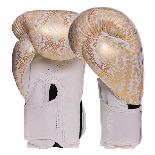 Боксерські рукавички шкіряні Top King Boxing Super Snake TKBGSS-0210oz Біло-золотий (37551023) фото №2
