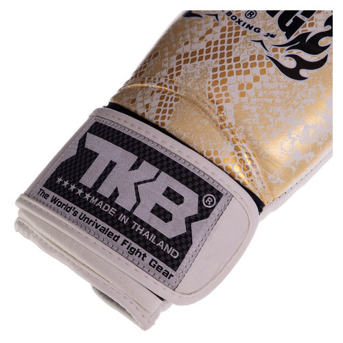 Боксерські рукавички шкіряні Top King Boxing Super Snake TKBGSS-0210oz Біло-золотий (37551023) фото №3