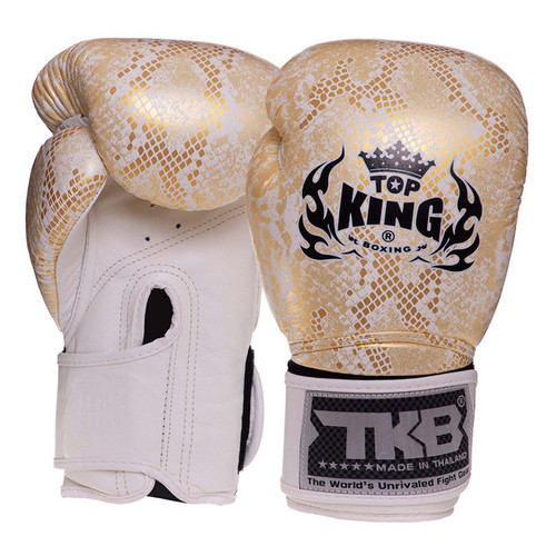 Боксерські рукавички шкіряні Top King Boxing Super Snake TKBGSS-0210oz Біло-золотий (37551023) фото №1