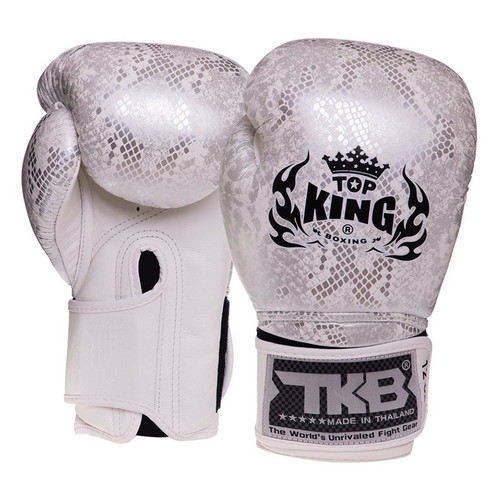 Боксерські рукавички шкіряні Top King Boxing Super Snake TKBGSS-0210oz Біло-срібний (37551023) фото №1
