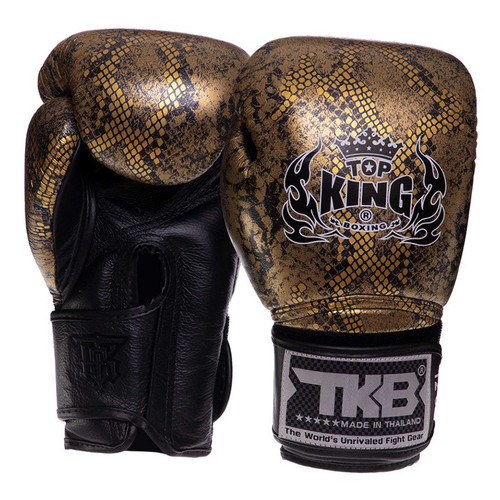 Боксерські рукавички шкіряні Top King Boxing Super Snake TKBGSS-0218oz Чорно-золотий (37551023) фото №1