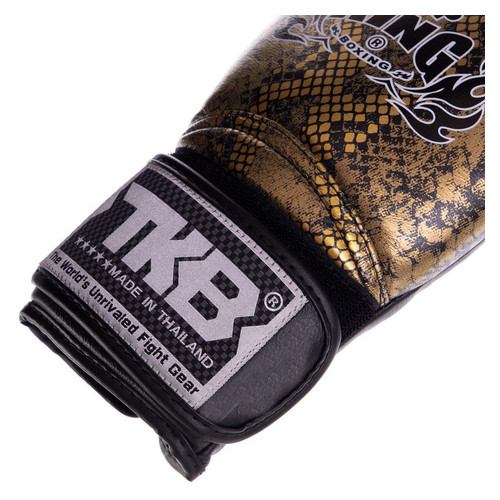 Боксерські рукавички шкіряні Top King Boxing Super Snake TKBGSS-0218oz Чорно-золотий (37551023) фото №3