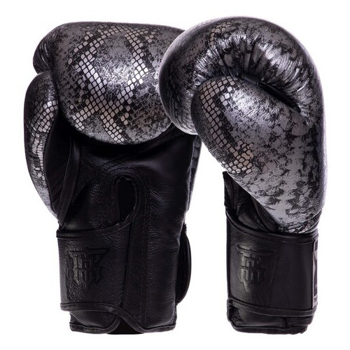 Боксерські рукавички шкіряні Top King Boxing Super Snake TKBGSS-0218oz Чорно-срібний (37551023) фото №2