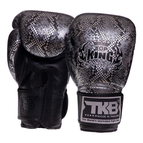 Боксерські рукавички шкіряні Top King Boxing Super Snake TKBGSS-0218oz Чорно-срібний (37551023) фото №1