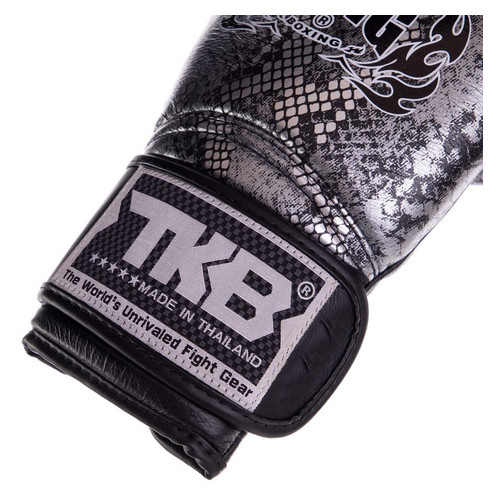 Боксерські рукавички шкіряні Top King Boxing Super Snake TKBGSS-0218oz Чорно-срібний (37551023) фото №3