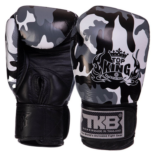 Рукавички боксерські шкіряні Top King Boxing Empower Camouflage TKBGEM-03 10oz Камуфляж сірий (37551037) фото №1