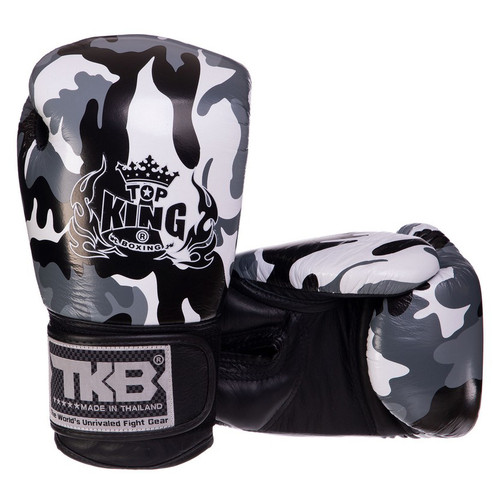 Рукавички боксерські шкіряні Top King Boxing Empower Camouflage TKBGEM-03 10oz Камуфляж сірий (37551037) фото №5