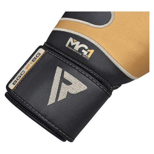 Боксерські рукавички RDX Leather Black Gold 14 ун. фото №4