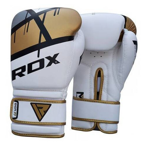 Боксерські рукавички RDX Rex Leather 10oz Біло-золотий (37260020) фото №1