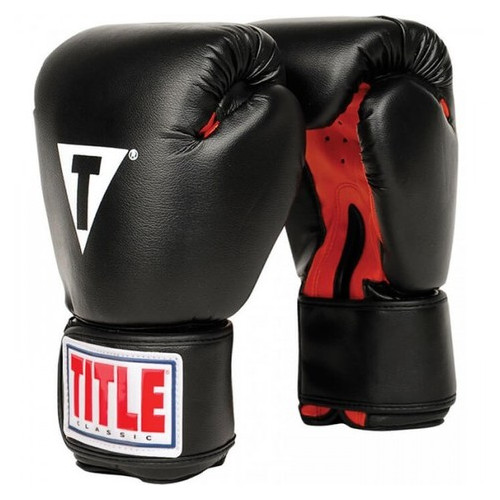 Боксерські рукавички Title Classic Boxing Gloves (12oz) Чорні з червоним фото №1