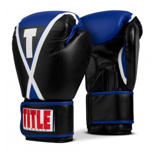 Боксерські рукавички Title Classic X-Press Boxing Gloves (12oz) Чорні з синім фото №1
