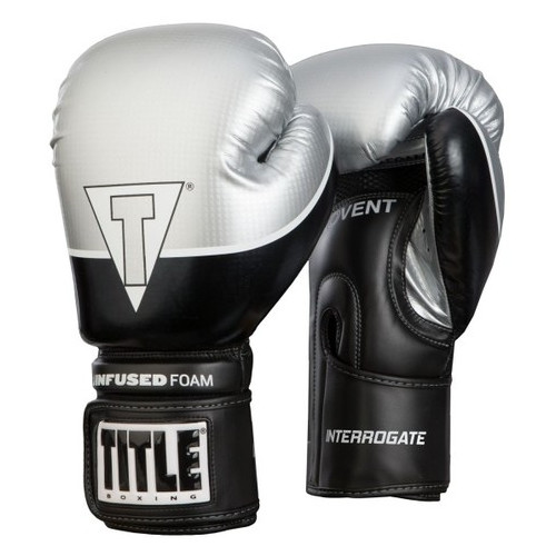Боксерські рукавички Title Infused Foam Interrogate Training Gloves (16oz) Чорні зі сріблом фото №1