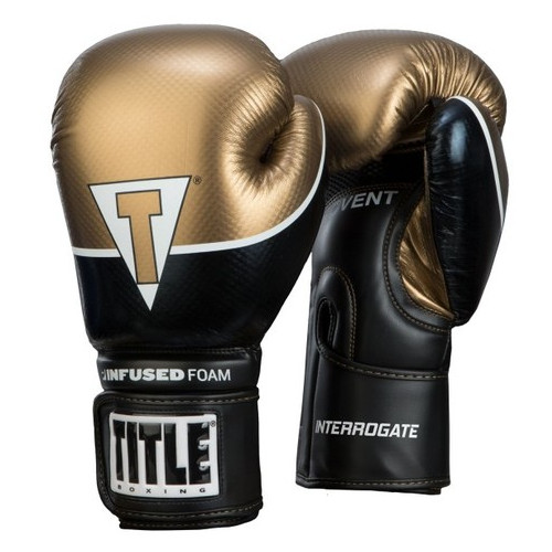 Боксерські рукавички Title Infused Foam Interrogate Training Gloves (18oz) Чорні із золотом фото №1