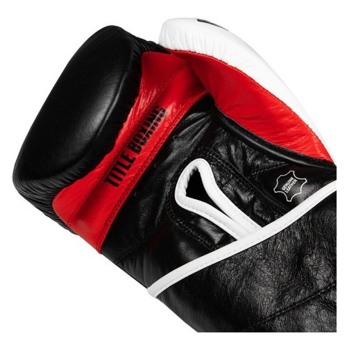 Боксерські рукавички Title GEL E-Series Boxing Gloves (XXL) Чорні з білим та червоним фото №2