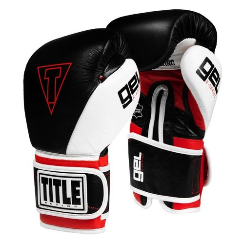 Боксерські рукавички Title GEL E-Series Boxing Gloves (XXL) Чорні з білим та червоним фото №1