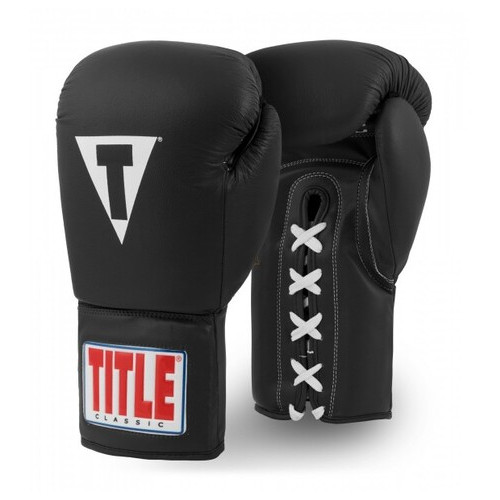 Боксерські рукавички Title Classic Originals Leather Training Gloves Lace 2.0 18oz Чорні фото №1