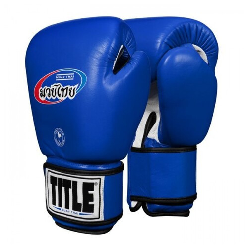 Боксерські рукавички Title Muay Thai Leather Trening Gloves 12oz Сині фото №1