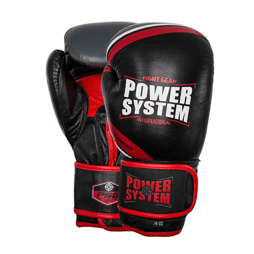 Боксерські рукавички Power System PS-5005 Challenger 16oz Чорно-червоний (37227003) фото №1